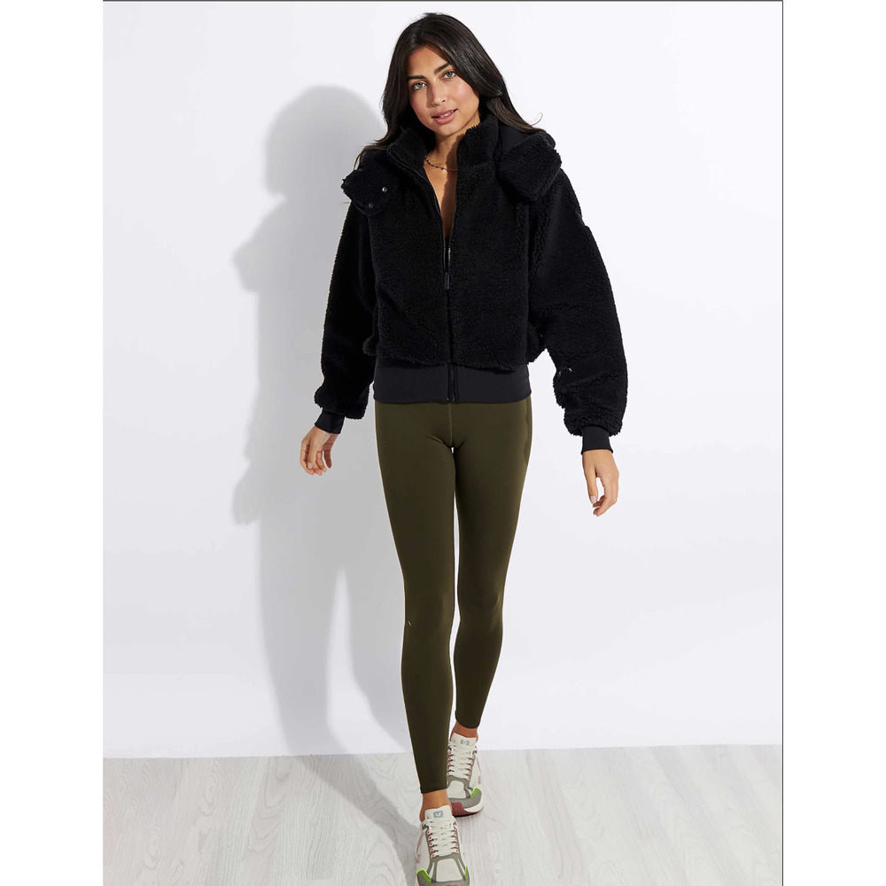 ❌❌ alo Foxy Sherpa Jacket XS Black (2-4) BRAND NEW warm fur w/hood Authentic NWT - Picture 2 of 6